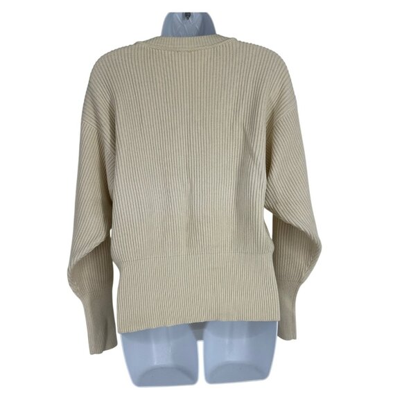 Free People Womens Oversized Deep V-Neck Long Sleeve Ribbed Knit Sweater XS - Picture 4 of 8